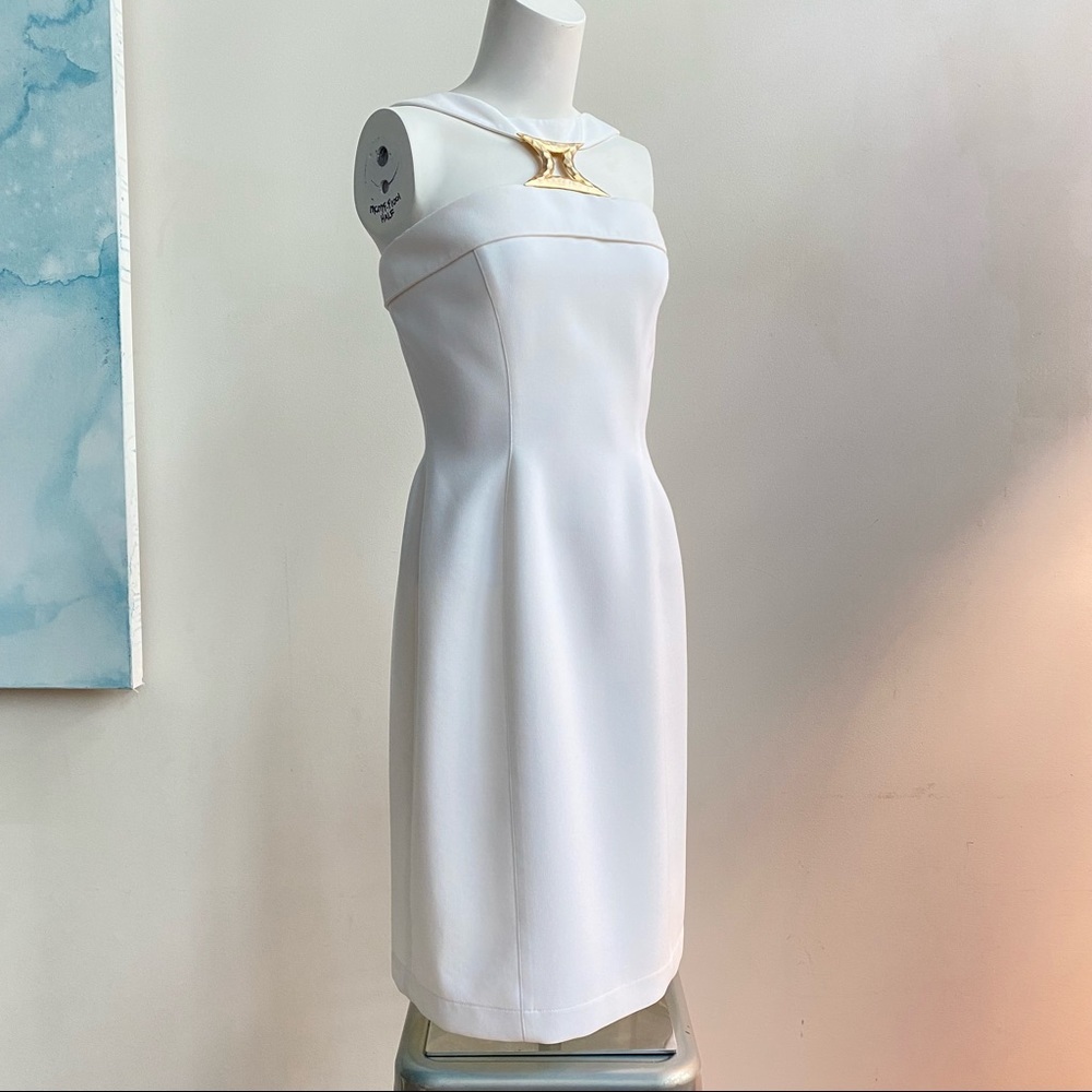 THIERRY MUGLER Iconic Vintage White Bandeau Sheath Dress